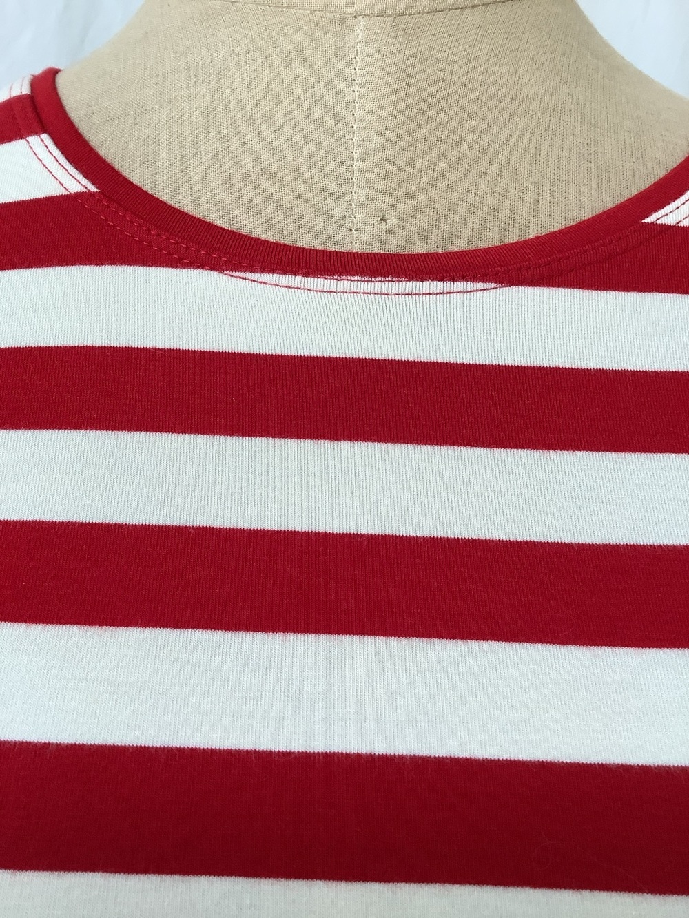 Investments Stretch Shirt Top-Red Cream Stripes-Short Sleeve-Rayon Spandex-XL - Picture 2 of 6